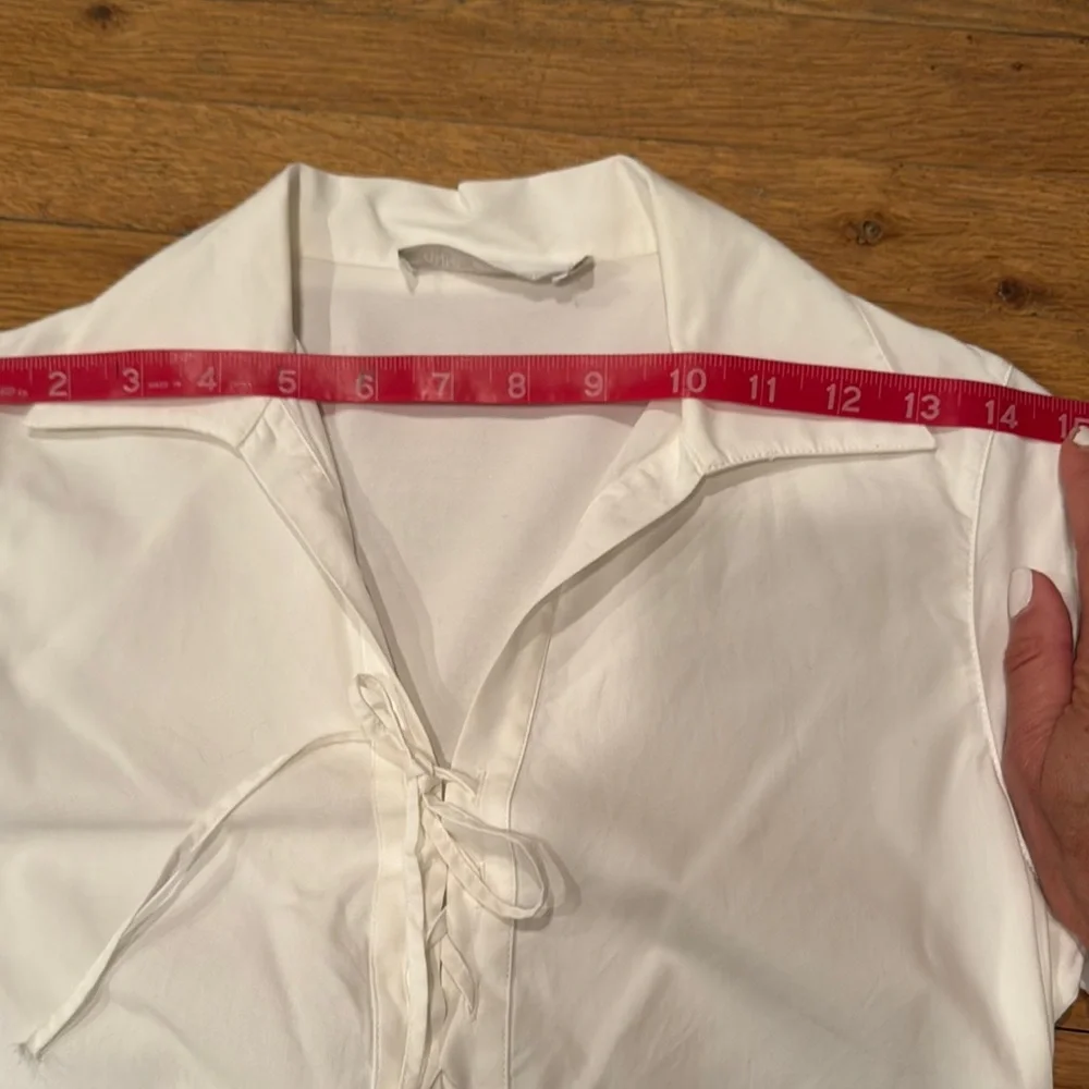 Anne Fontaine White Button Down Shirt with tie up design-no buttons-sz 38=Small - Picture 7 of 8